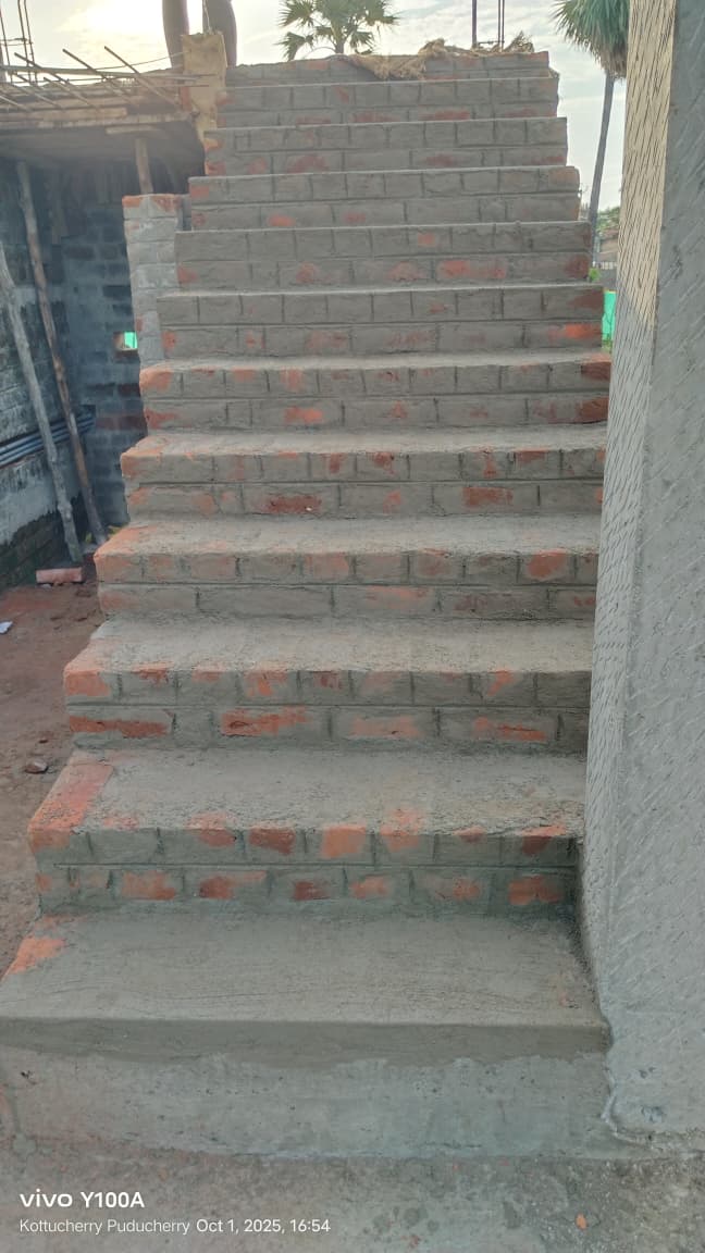 Brick Staircase Construction – KTR Builders Puducherry