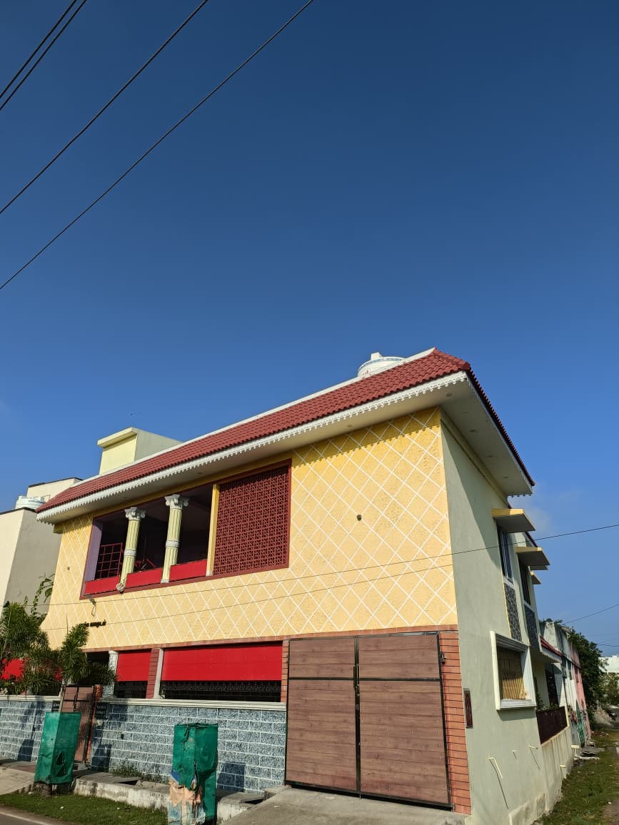 Completed House Exterior Side View – House Construction Karaikal – KTR Builders